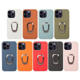 iPhone 14 Pro Max Læder Belagt Cover med Ring Holder - Cyan