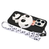 Cartoon Design iPhone 14 Pro Max TPU Cover med Lynlåslomme - Panda