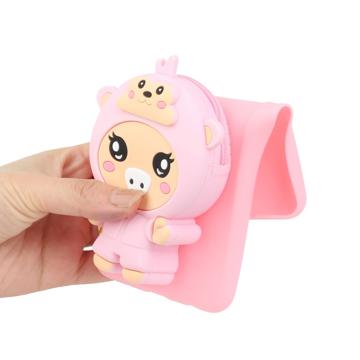 Cartoon Design iPhone 14 Pro Max TPU Cover med Lynlåslomme - Svin