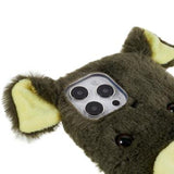 Fluffy Plush iPhone 14 Pro Hybrid Cover - Grøn Gris
