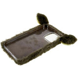 Fluffy Plush iPhone 14 Pro Hybrid Cover - Grøn Gris