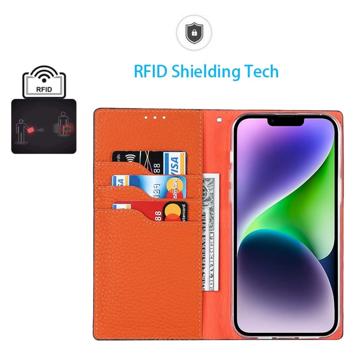 iPhone 14 Læderpung Cover med RFID - Mørkeblå