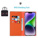 iPhone 14 Læderpung Cover med RFID - Mørkeblå