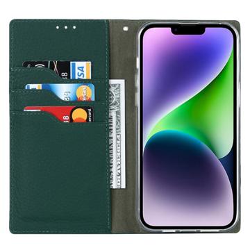 iPhone 14 Læderpung Cover med RFID - Mørkegrøn