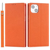 iPhone 14 Læderpung Cover med RFID - Orange