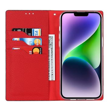 iPhone 14 Læderpung Cover med RFID - Rød