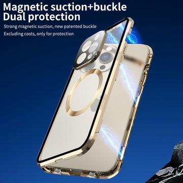 iPhone 15 Pro Max - cover i dobbeltsidet HD-hærdet glas, kompatibelt med MagSafe - guld