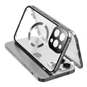 iPhone 15 Pro Max - cover i dobbeltsidet HD-hærdet glas, kompatibelt med MagSafe - sølv