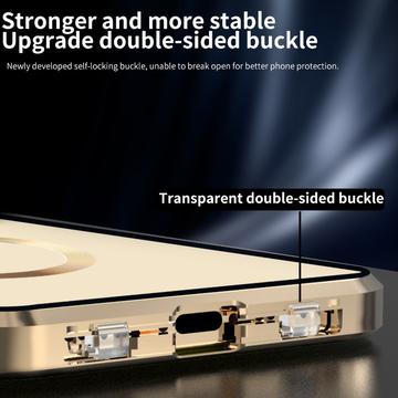 iPhone 15 Pro Max - cover i dobbeltsidet HD-hærdet glas, kompatibelt med MagSafe - sølv