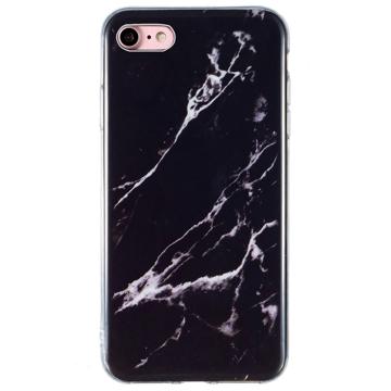 Marmormønster IMD-model iPhone 7/8/SE (2020)/SE (2022) TPU-cover - Sort