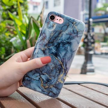 Marmormønster IMD-model iPhone 7/8/SE (2020)/SE (2022) TPU-cover - Grå