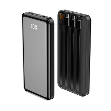 Forever TB-411 All-in-1 Power Bank 10000mAh - USB-C, USB-A, Lightning, microUSB - Sort