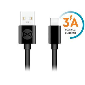 Forever USB-A til USB-C-kabel - 1m, 3A - sort