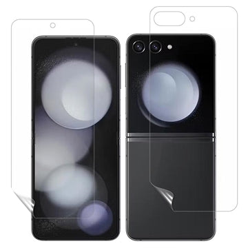 Samsung Galaxy Z Flip5 Full Cover PET Beskyttelsesfilm Sæt - Gennemsigtig