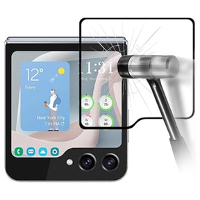 Samsung Galaxy Z Flip5 Full Cover Ydre Hærdet Glas - Sort Kant