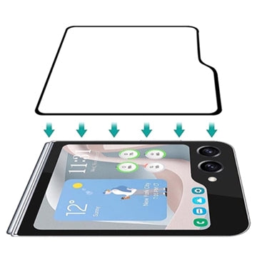 Samsung Galaxy Z Flip5 Full Cover Ydre Hærdet Glas - Sort Kant