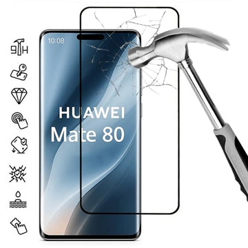Huawei Mate 80 Skærmbeskyttelse Hærdet Glas - Full Fit - 9H - Sort kant