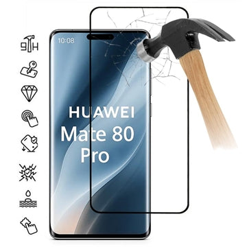 Huawei Mate 80 Pro Skærmbeskyttelse Hærdet Glas - Full Fit - 9H - Sort kant