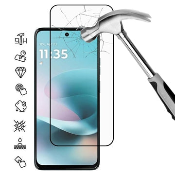 Motorola Moto G67 Power Skærmbeskyttelse Hærdet Glas - Full Fit - 9H - Sort kant