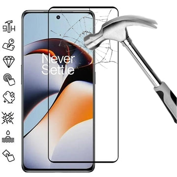 OnePlus 12R/Ace 3 Skærmbeskyttelse Hærdet Glas - Full Fit - Sort Kant