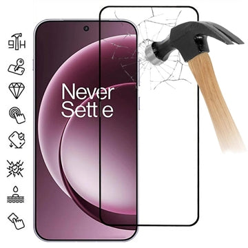 OnePlus 15 Skærmbeskyttelse Hærdet Glas - Full Fit - 9H - Sort kant