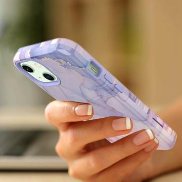 Stylish Gradient iPhone 14 Plus Hybrid Cover - Marmor - Lilla
