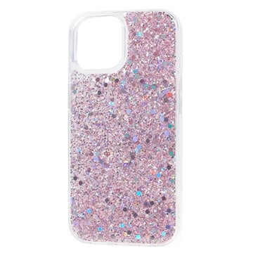 iPhone 15 Plus Glitter Flakes TPU Cover - Pink