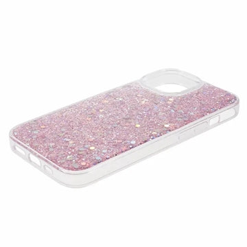 iPhone 15 Plus Glitter Flakes TPU Cover - Pink