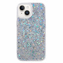 iPhone 15 Plus Glitter Flakes TPU Cover - Sølv