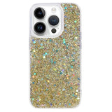 iPhone 15 Pro Glitter Flakes TPU Cover - Guld
