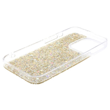 iPhone 15 Pro Glitter Flakes TPU Cover - Guld