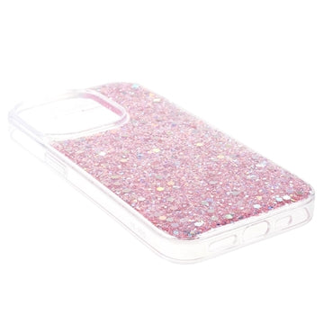 iPhone 15 Pro Max Glitter Flakes TPU Cover - Pink