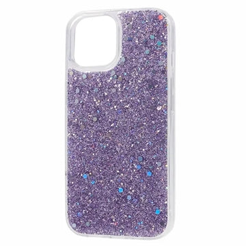 iPhone 15 Glitter Flakes TPU Cover - Lilla