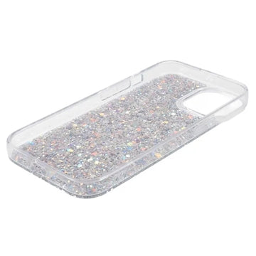 iPhone 15 Glitter Flakes TPU Cover - Sølv