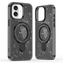 iPhone 17 Glitter Hybrid cover med kickstand - MagSafe-kompatibel - Sort