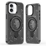 iPhone 17 Glitter Hybrid cover med kickstand - MagSafe-kompatibel - Sort