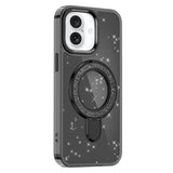 iPhone 17 Glitter Hybrid cover med kickstand - MagSafe-kompatibel - Sort