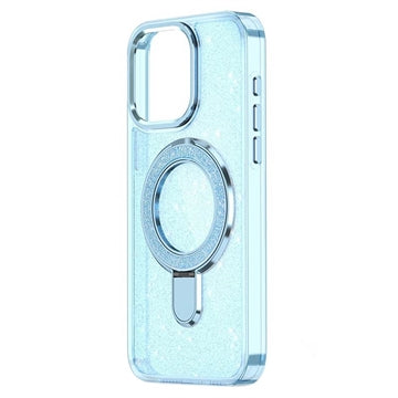 iPhone 17 Glitter Hybrid cover med kickstand - MagSafe-kompatibel - Blå