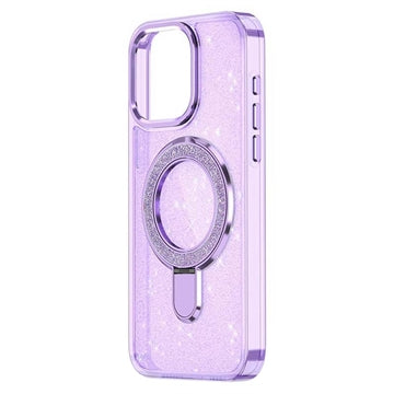 iPhone 17 Glitter Hybrid cover med kickstand - MagSafe-kompatibel - Lilla