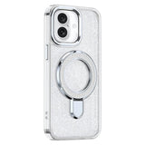 iPhone 17 Glitter Hybrid cover med kickstand - MagSafe-kompatibel - Gennemsigtig