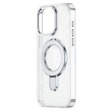 iPhone 17 Glitter Hybrid cover med kickstand - MagSafe-kompatibel - Gennemsigtig