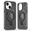 iPhone 15 Glitter Hybrid cover med kickstand - MagSafe-kompatibel - Sort