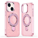 iPhone 15 Glitter Hybrid Cover med Kickstand - MagSafe-kompatibel - Pink