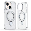 iPhone 15 Glitter Hybrid cover med kickstand - MagSafe-kompatibel - Gennemsigtig