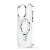 iPhone 15 Glitter Hybrid cover med kickstand - MagSafe-kompatibel - Gennemsigtig