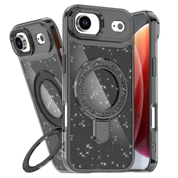 iPhone Air Glitter Hybrid cover med kickstand - MagSafe-kompatibel - Sort