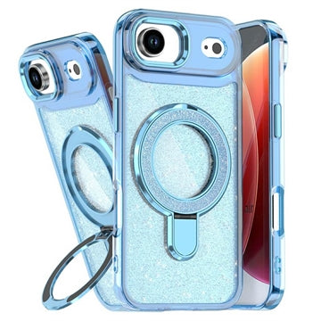 iPhone Air Glitter Hybrid cover med kickstand - MagSafe-kompatibel - Blå