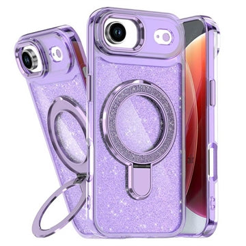 iPhone Air Glitter Hybrid cover med kickstand - MagSafe-kompatibel - Lilla