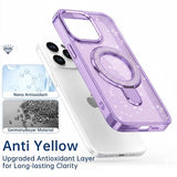 iPhone 15 Pro Glitter Hybrid cover med kickstand - MagSafe-kompatibel - Lilla