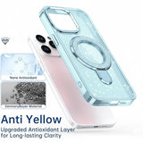 iPhone 16 Pro Max Glitter Hybrid cover med kickstand - MagSafe-kompatibel - Blå